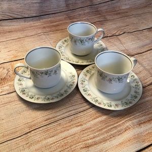 Set of 3 Johann Haviland Bavaria Germany "Forever Spring" floral Mug And Saucer